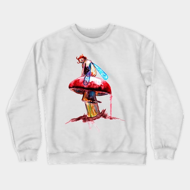 Mushroom Fairy on Red Mushroom Crewneck Sweatshirt by beaugeste2280@yahoo.com